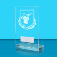 UV Colour Printed Clay Pigeon Shooting L Shaped Jade Glass Award