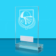 UV Colour Printed Cricket L Shaped Jade Glass Award