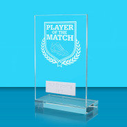 UV Colour Printed Football Player of the Match L Shaped Jade Glass Award