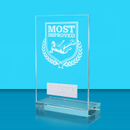 UV Colour Printed Football Most Improved L Shaped Jade Glass Award