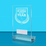 UV Colour Printed Football Manager's Player of the Year L Shaped Jade Glass Award