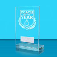 UV Colour Printed Football Coach of the Year L Shaped Jade Glass Award