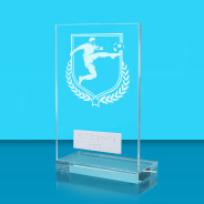 UV Colour Printed Football L Shaped Jade Glass Award