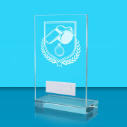 UV Colour Printed Football Referee L Shaped Jade Glass Award