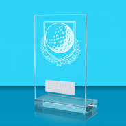 UV Colour Printed Golf L Shaped Jade Glass Award