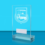 UV Colour Printed Golf Buggy L Shaped Jade Glass Award