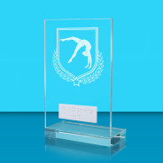 UV Colour Printed Gymnastics L Shaped Jade Glass Award