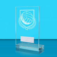 UV Colour Printed Volleyball L Shaped Jade Glass Award