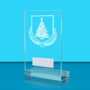 UV Colour Printed Christmas Tree L Shaped Jade Glass Award