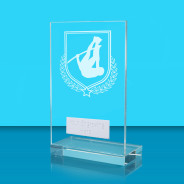 UV Colour Printed Pole Vault L Shaped Jade Glass Award