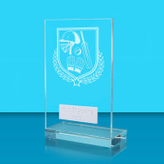 UV Colour Printed Cricket L Shaped Jade Glass Award