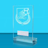 UV Colour Printed Football 'Goal!' L Shaped Jade Glass Award