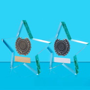 Star Glass Award with Wreath