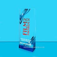 Egyptian Blue Crystal Wedge Award - UV Colour Printing
