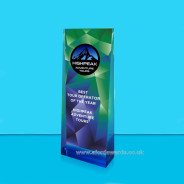 Egyptian Blue Vector Crystal Wedge Award - Emerald
