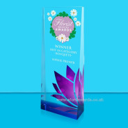 Egyptian Blue Waterlily Crystal Wedge Award