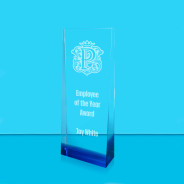 Egyptian Blue Crystal Wedge Award - Laser Engraving