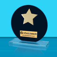 Jade Black Glass Award with Star