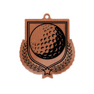 Colour Printed Golf Shield Shaped Medal