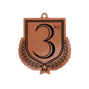 Colour Printed 3rd Place Shield Shaped Medal