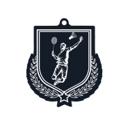 Colour Printed Badminton Shield Shaped Medal