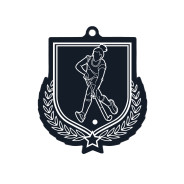Colour Printed Female Hockey Shield Shaped Medal