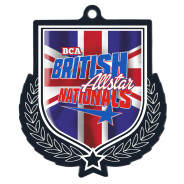 Colour Printed Matte Black Shield Shaped Medal