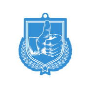 Colour Printed Thumbs Up Shield Shaped Medal