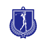 Colour Printed Golf Shield Shaped Medal
