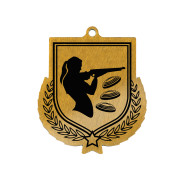 Colour Printed Clay Pigeon Shield Shaped Medal