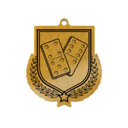 Colour Printed Dominoes Shield Shaped Medal