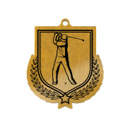 Colour Printed Golf Shield Shaped Medal