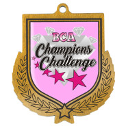Colour Printed Antique Gold Shield Shaped Medal