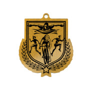 Colour Printed Triathlon Shield Shaped Medal