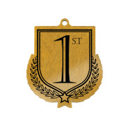 Colour Printed 1st Place Shield Shaped Medal