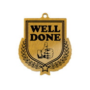 Colour Printed Well Done Shield Shaped Medal