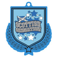Colour Printed Light Blue Shield Shaped Medal