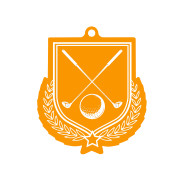 Colour Printed Golf Shield Shaped Medal