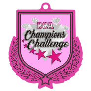 Colour Printed Pink Shield Shaped Medal