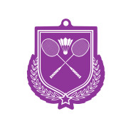 Colour Printed Badminton Shield Shaped Medal