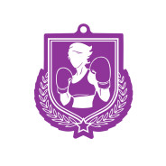 Colour Printed Female Boxing Shield Shaped Medal