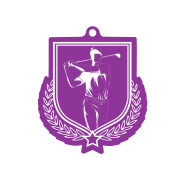 Colour Printed Golf Shield Shaped Medal