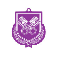 Colour Printed Motorsport Piston Shield Shaped Medal