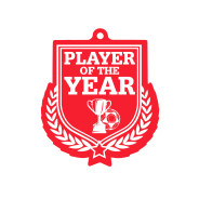 Colour Printed Football Player of the Year Shield Shaped Medal