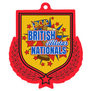 Colour Printed Red Shield Shaped Medal