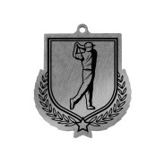 Colour Printed Golf Shield Shaped Medal