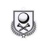 Colour Printed Golf Shield Shaped Medal