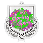 Colour Printed Matte White Shield Shaped Medal