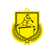 Colour Printed Male Hurdles Shield Shaped Medal