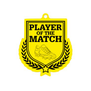 Colour Printed Football Player of the Match Shield Shaped Medal